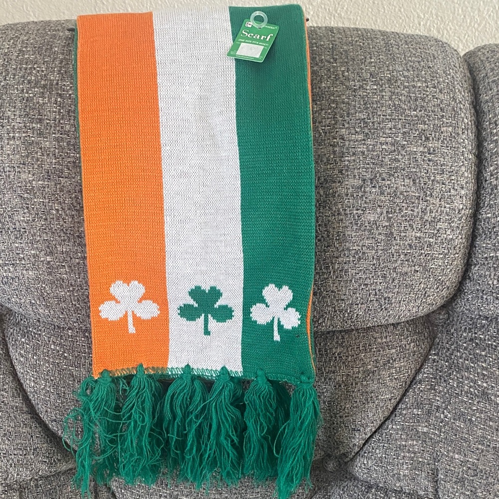 Green, White, and Orange Shamrock Scarf